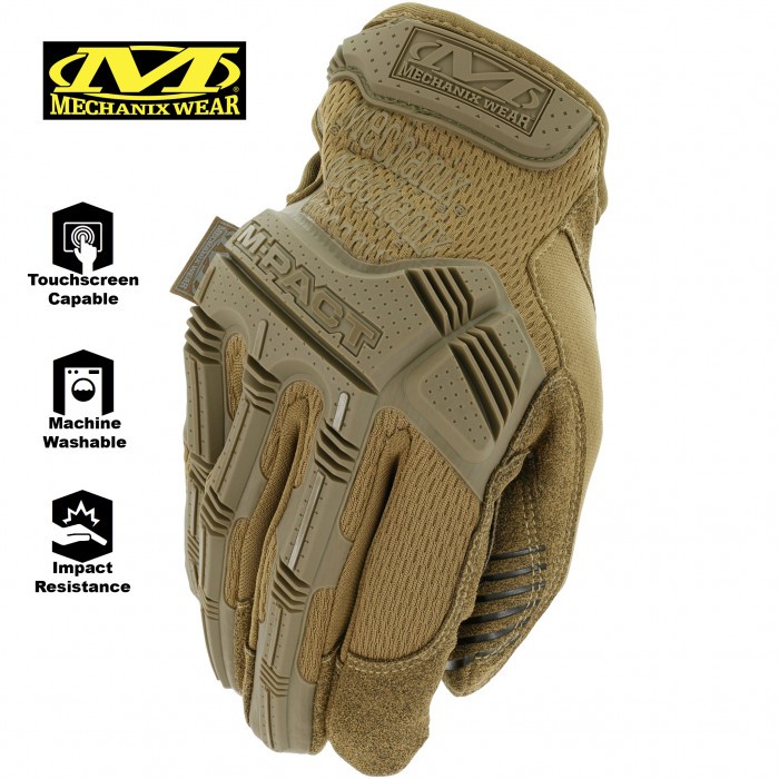 Тактические перчатки с защитой пальцев MECHANIX M-Pact Coyote